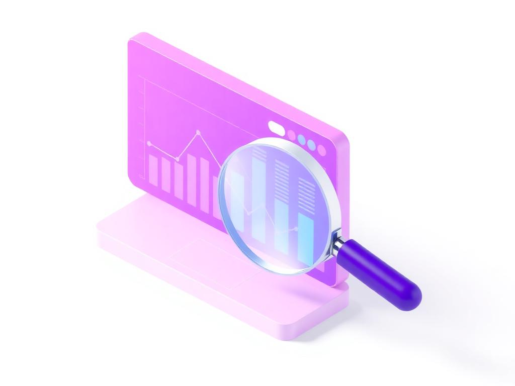 Ilustração de diagnóstico digital com lupa e gráficos